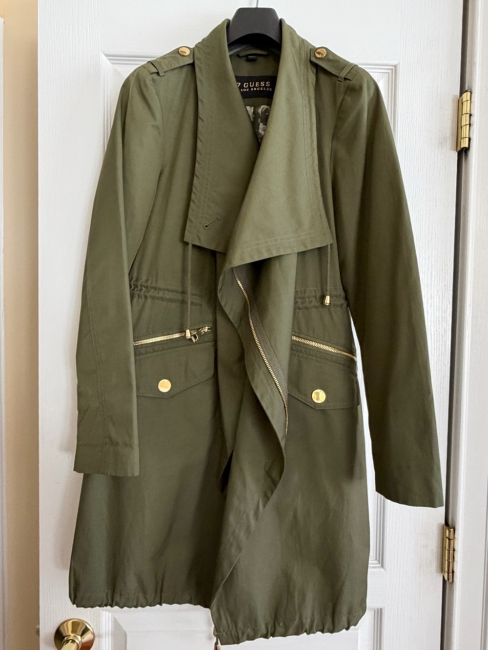 GUESS Olive Green Utility Trench with Gold Hardware